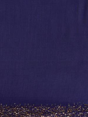 Blue woven silk blend saree with blouse 3