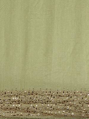 Green woven silk blend saree with blouse 3
