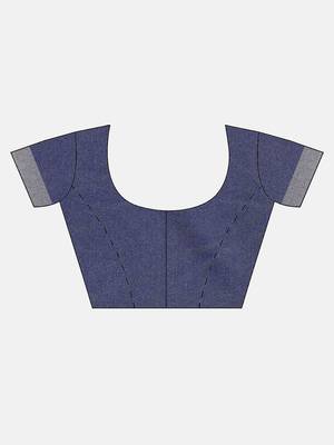 Blue woven linen saree with blouse 5