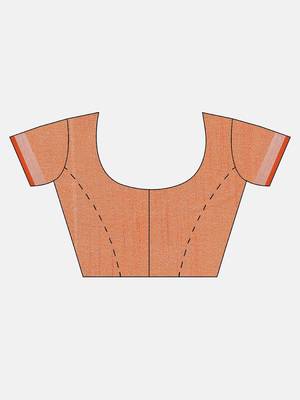 Orange woven linen saree with blouse 5
