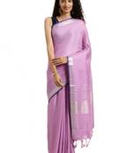 Purple woven linen saree with blouse