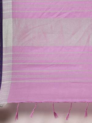 Purple woven linen saree with blouse 4