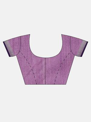 Purple woven linen saree with blouse 5