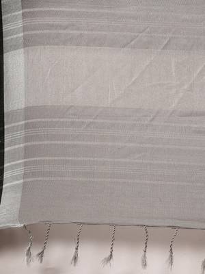 Grey woven linen saree with blouse 4