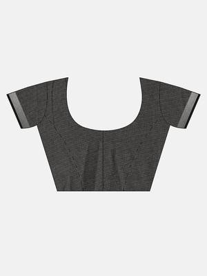 Grey woven linen saree with blouse 5