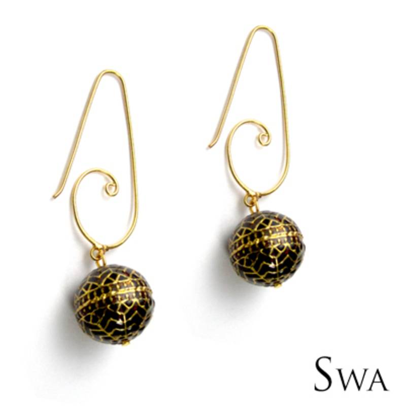 Large Mughal  Enamelwork bead Earrings
