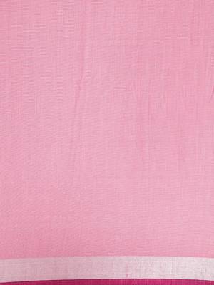 Pink woven linen saree with blouse 3