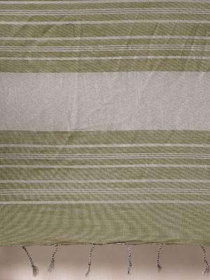 Green woven linen saree with blouse 4