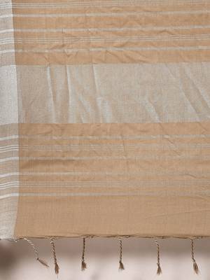 Brown woven linen saree with blouse 4