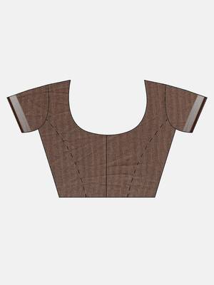 Brown woven linen saree with blouse 5