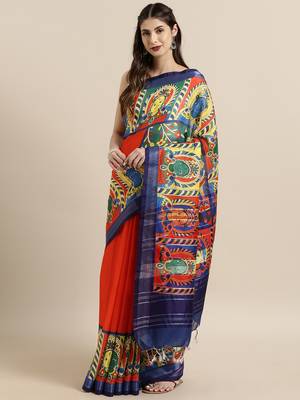 Blue woven linen saree with blouse 1