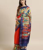 Blue woven linen saree with blouse