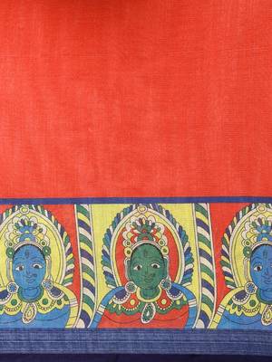 Blue woven linen saree with blouse 3