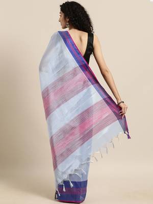Blue woven tissue saree with blouse 2