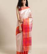 Pink woven tissue saree with blouse