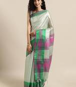 Grey woven tissue saree with blouse