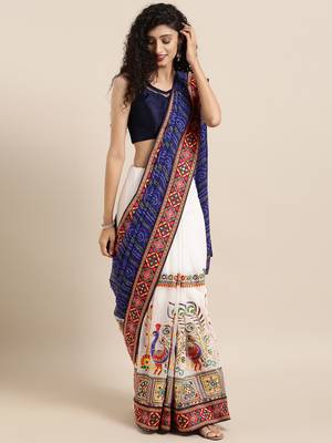 Blue Woven Georgette Saree With Blouse 1