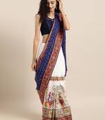 Blue Woven Georgette Saree With Blouse