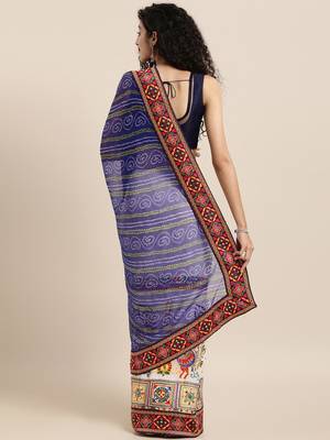 Blue Woven Georgette Saree With Blouse 2