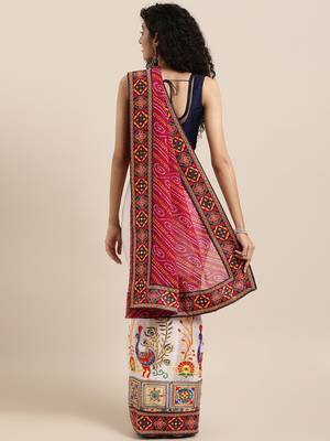Pink woven georgette saree with blouse 2