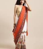 Red woven georgette saree with blouse