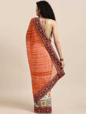 Red woven georgette saree with blouse 2