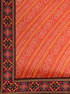 Red woven georgette saree with blouse 4