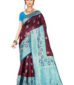 Purple woven banarasi saree with blouse
