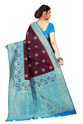 Purple woven banarasi saree with blouse 2
