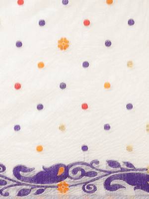 White Woven Cotton Silk Saree With Blouse 4