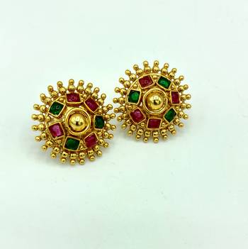 Red And Green Stone Studded Metallic Neckalce Sets 6