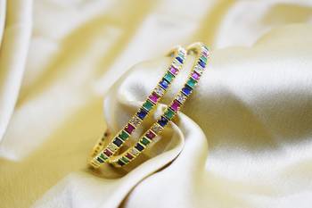 18k Gold Plated American Diamond Bangles  1