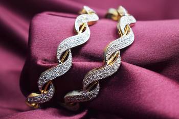 18k Gold Plated American Diamond Bangles  1