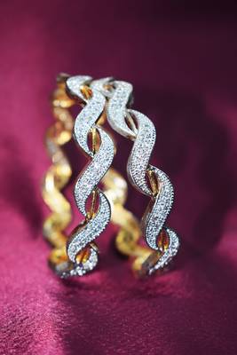 18k Gold Plated American Diamond Bangles  2