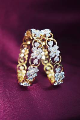 18k Gold Plated American Diamond Bangles  2