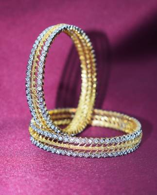 18k Gold Plated American Diamond Bangles  2