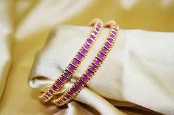 18k Gold Plated American Diamond Bangles  1