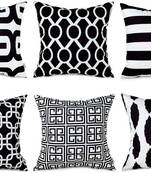 INDIANCRAFT Decorative Polyester Throw Pillow Cases,Durable Canvas Outdoor Cushion Covers 16 X 16 Inch,(Set of 6)-Black