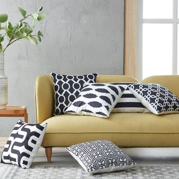 INDIANCRAFT Decorative Polyester Throw Pillow Cases,Durable Canvas Outdoor Cushion Covers 16 X 16 Inch,(Set of 6)-Black 2