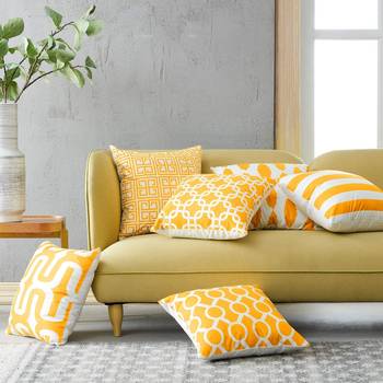Indian Craft a line Digtal Print Cushion Cover, 16x16 inch - Pack of 6 2