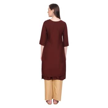 Maroon plain rayon long-kurtis 2