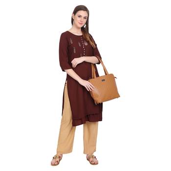 Maroon plain rayon long-kurtis 4