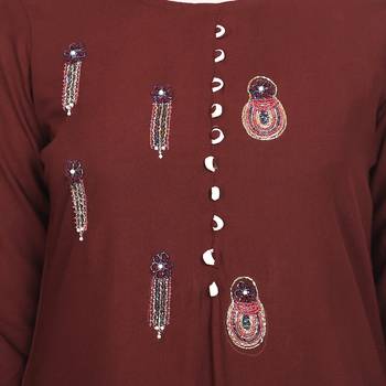 Maroon plain rayon long-kurtis 5