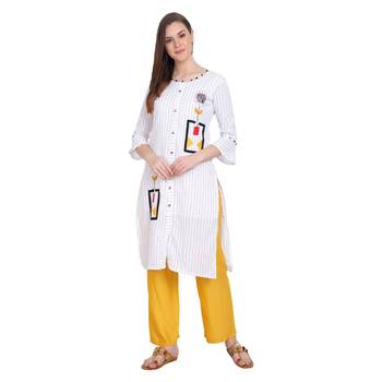 White plain cotton long-kurtis 1