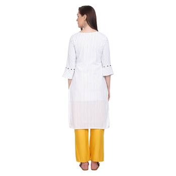 White plain cotton long-kurtis 2