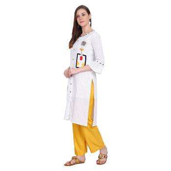 White plain cotton long-kurtis 3
