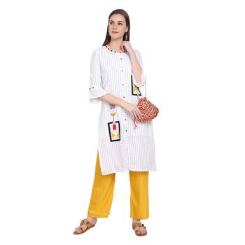 White plain cotton long-kurtis 4