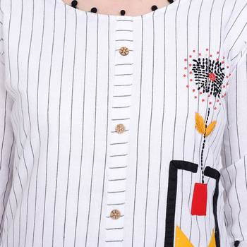 White plain cotton long-kurtis 5