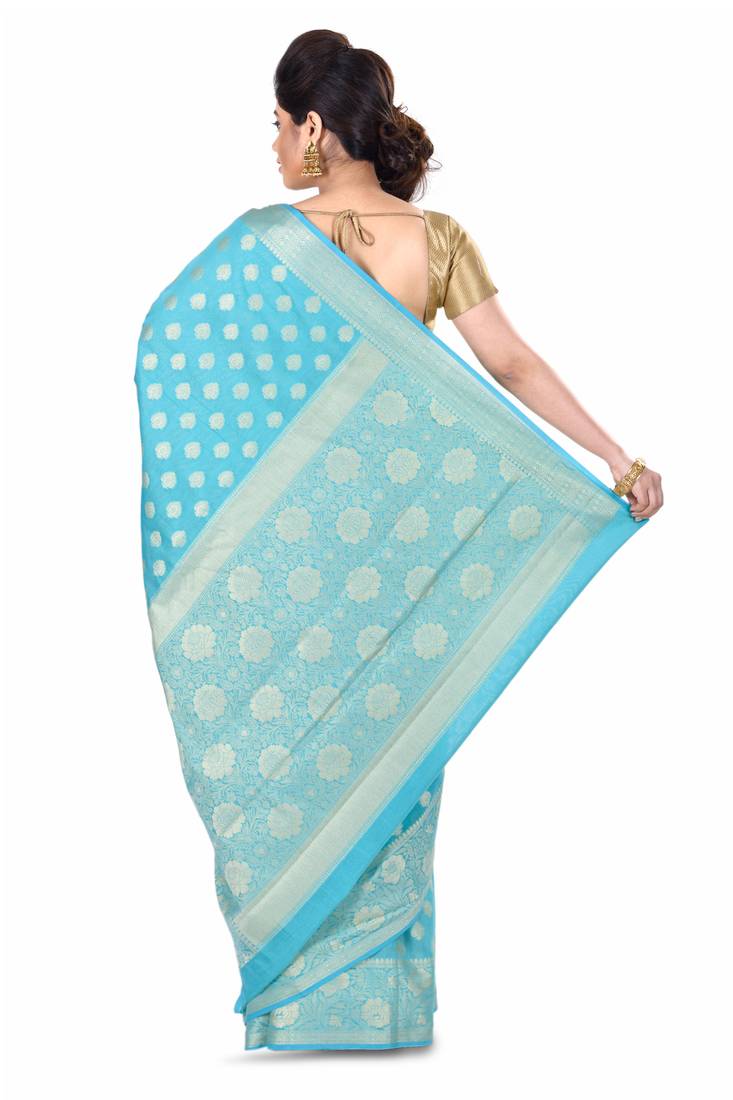 Chanderi Small Hukum Booti Alfi Gulab Border Pallu Saree