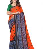 Orange printed georgette saree with blouse